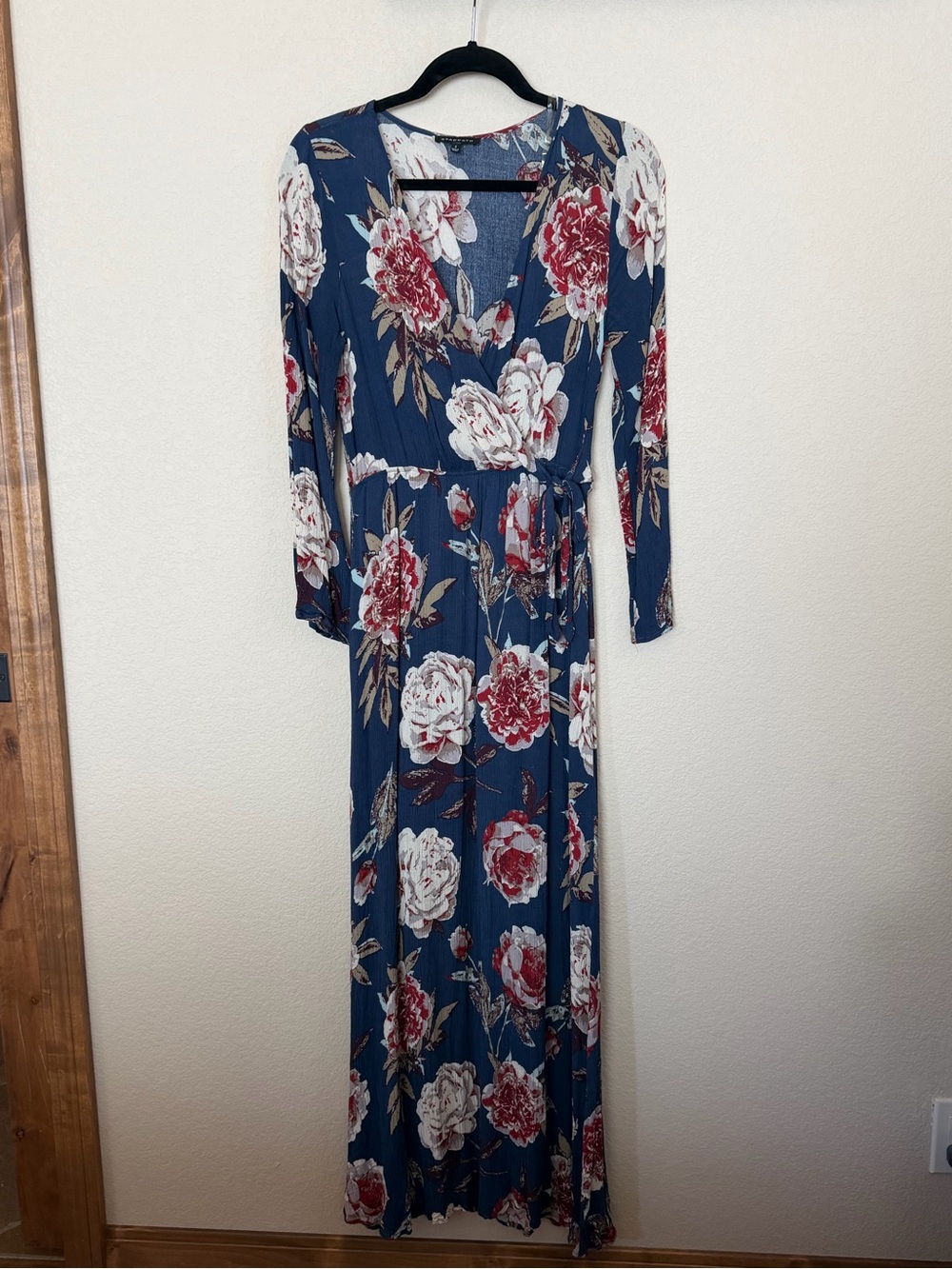 Staccato Navy Blue Floral Wrap Maxi Dress